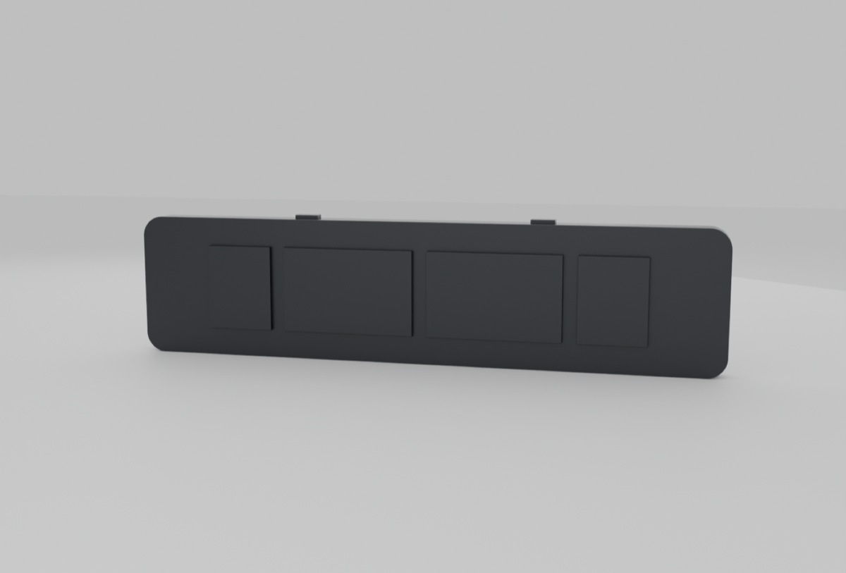 A BumpStick screen mounted low on the rear of a car, seen from a three-quarter angle.